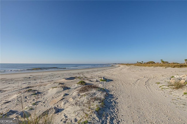 property view of water featuring a beach view