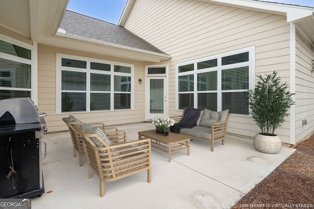 view of patio featuring outdoor lounge area and grilling area