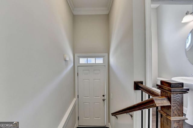 interior space with crown molding