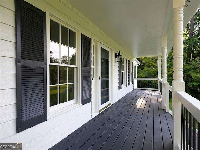 wooden deck with covered porch