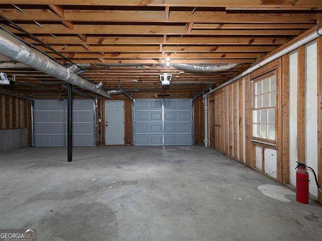 garage with a garage door opener