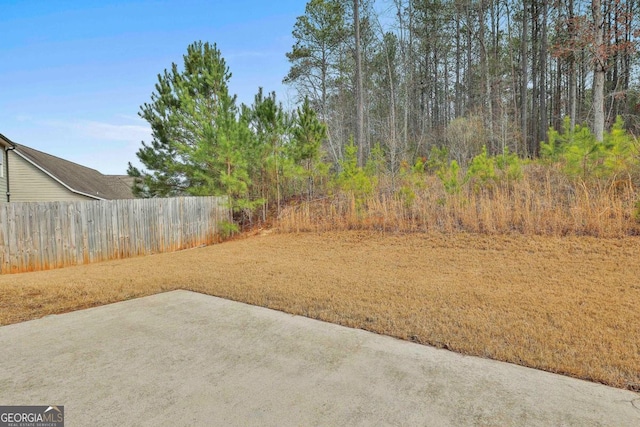 view of yard with a patio and fence