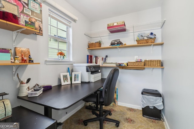 home office with baseboards