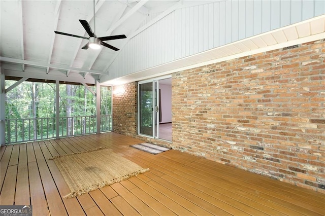 wooden terrace with ceiling fan