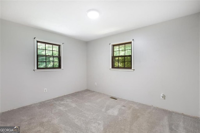 carpeted spare room featuring plenty of natural light