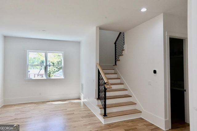 2611 Charlesgate Ave, Decatur, GA 30030 - staircase with wood finished floors, recessed lighting, and baseboards
