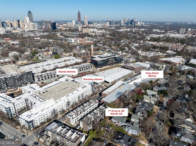 aerial view featuring a view of city
