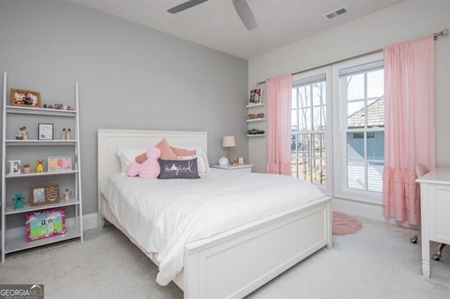 385 Rowes Cir, Alpharetta, GA 30009 - bedroom with light carpet and a ceiling fan