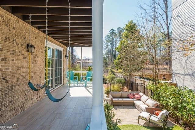 385 Rowes Cir, Alpharetta, GA 30009 - view of patio / terrace featuring an outdoor living space and fence