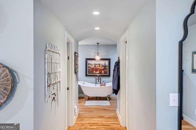 4770 Hilltop Dr NW, Acworth, GA 30101 - hall with light wood finished floors and recessed lighting