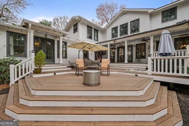 4770 Hilltop Dr NW, Acworth, GA 30101 - deck featuring a ceiling fan
