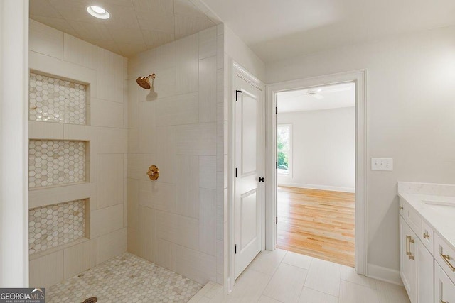 160 Tillman Ln, Athens, GA 30606 - full bathroom with tiled shower, vanity, and recessed lighting