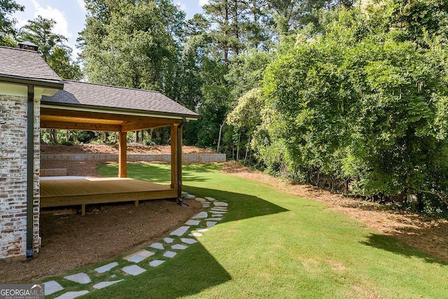 160 Tillman Ln, Athens, GA 30606 - view of green lawn with a wooden deck