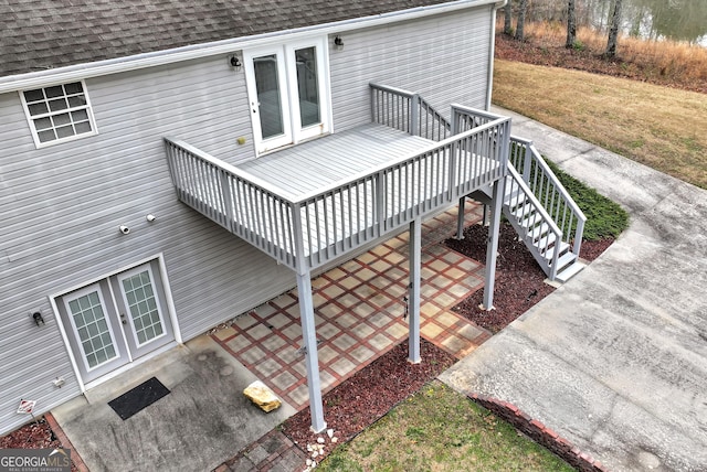 wooden deck with french doors