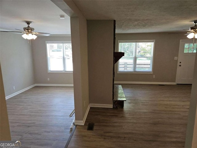 147 Mildred Ct, Dallas, GA 30157 - foyer with a ceiling fan, wood finished floors, and a textured ceiling