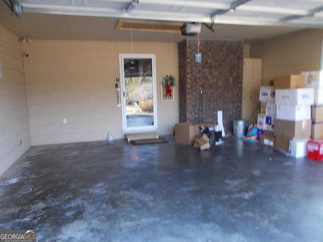 garage with a garage door opener