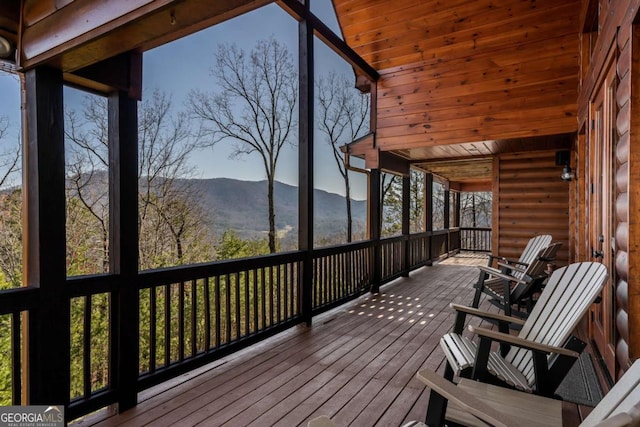 deck featuring a mountain view