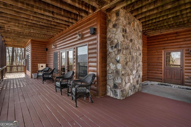 wooden deck with french doors