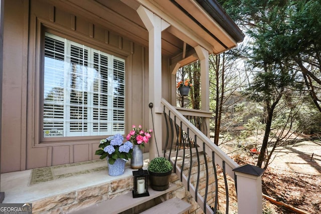 exterior space with board and batten siding