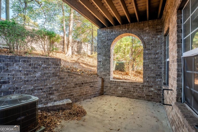 view of patio with central AC unit and a fenced backyard