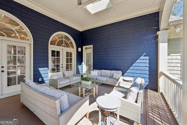 exterior space with french doors and outdoor lounge area