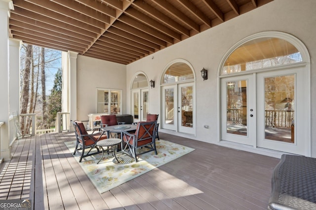 wooden deck with french doors