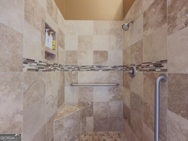 bathroom with a stall shower