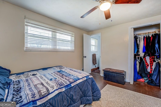 10174 Twin Oaks Dr SW, Covington, GA 30014 - bedroom with a closet, a ceiling fan, and baseboards