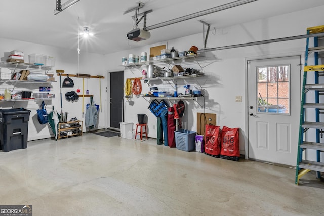 garage with a garage door opener