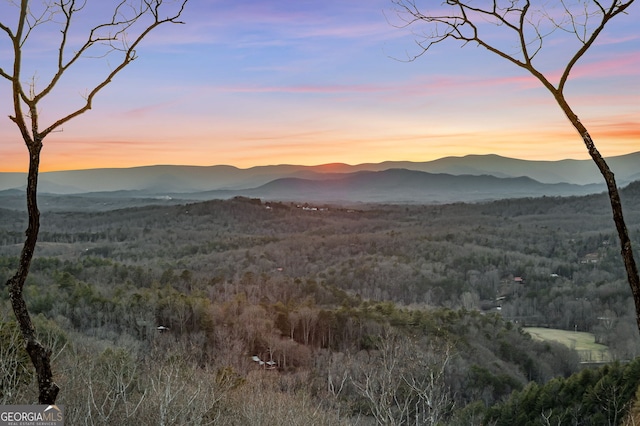 mountain view with a view of trees