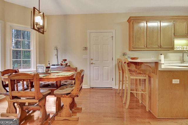 dining room featuring baseboards and light wood-style floors