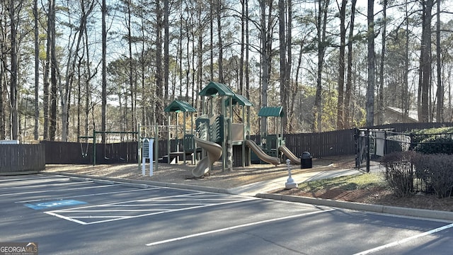 communal playground with fence