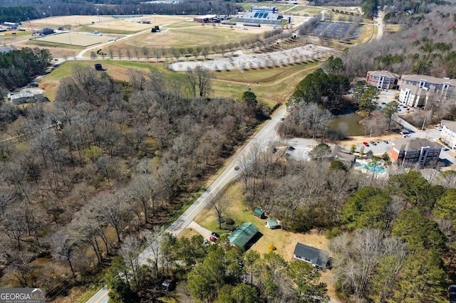 drone / aerial view with a rural view