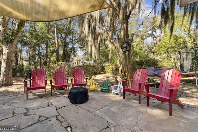 view of patio with a trampoline