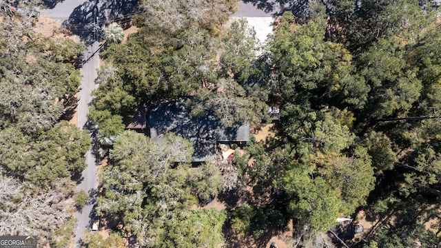 aerial view with a forest view