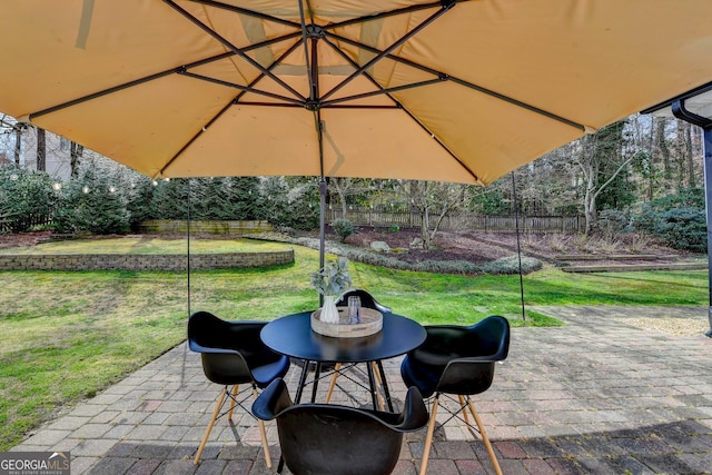 view of patio featuring fence