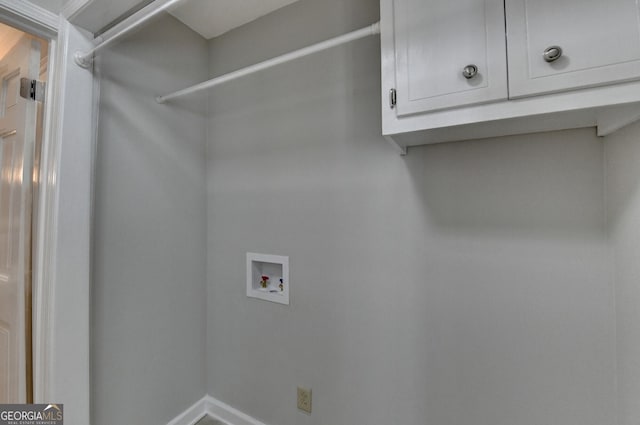 laundry area featuring cabinet space and hookup for a washing machine