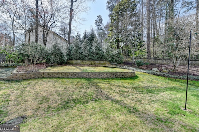 view of yard with fence