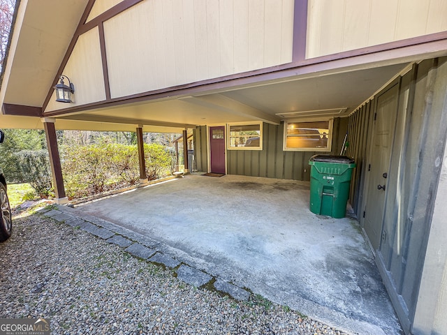 exterior space with a carport