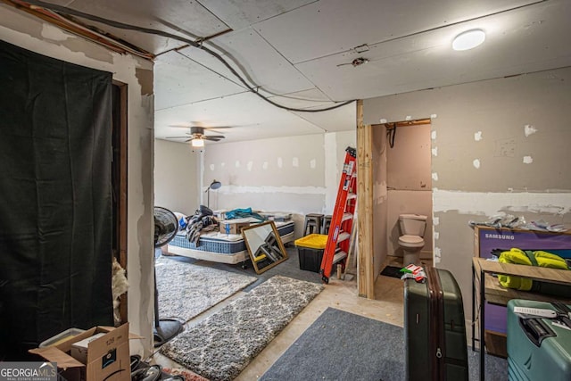 bedroom with concrete flooring