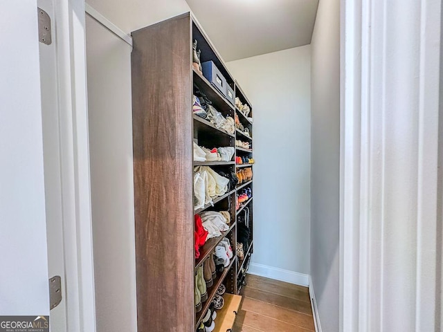 spacious closet featuring wood finished floors