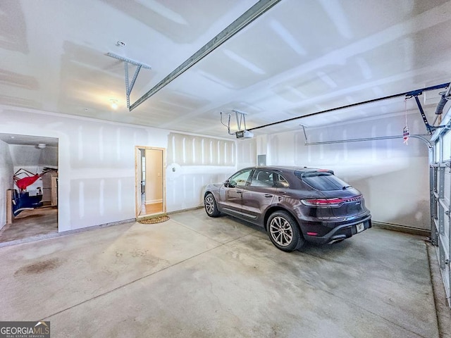 garage with a garage door opener