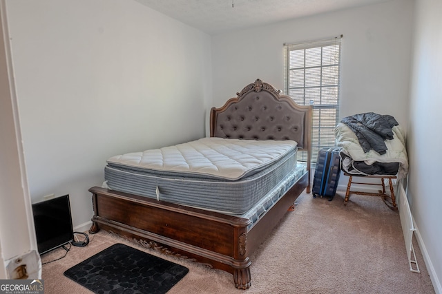 bedroom with baseboards and carpet floors