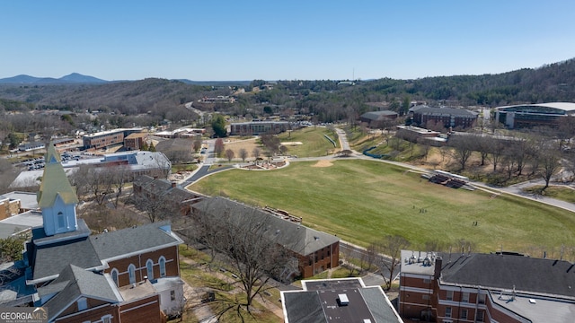 drone / aerial view with a mountain view