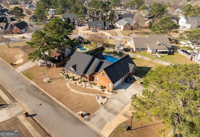 bird's eye view featuring a residential view