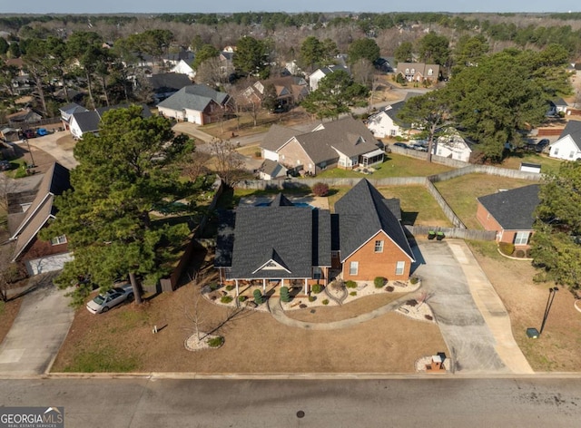 aerial view with a residential view