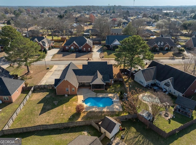 bird's eye view with a residential view