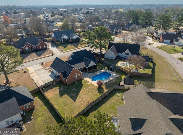 aerial view with a residential view