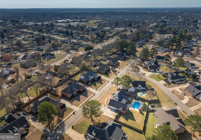 aerial view with a residential view