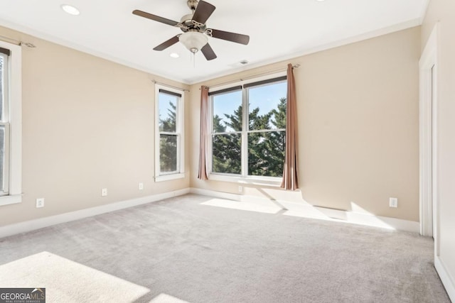 1199 Huff Rd Unit 121, Atlanta, GA 30318 - spare room featuring carpet flooring, ceiling fan, recessed lighting, and crown molding